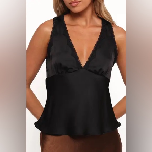 Petal & Pup Tops - Petal & Pup Kelso Lace Trim Satin Tank